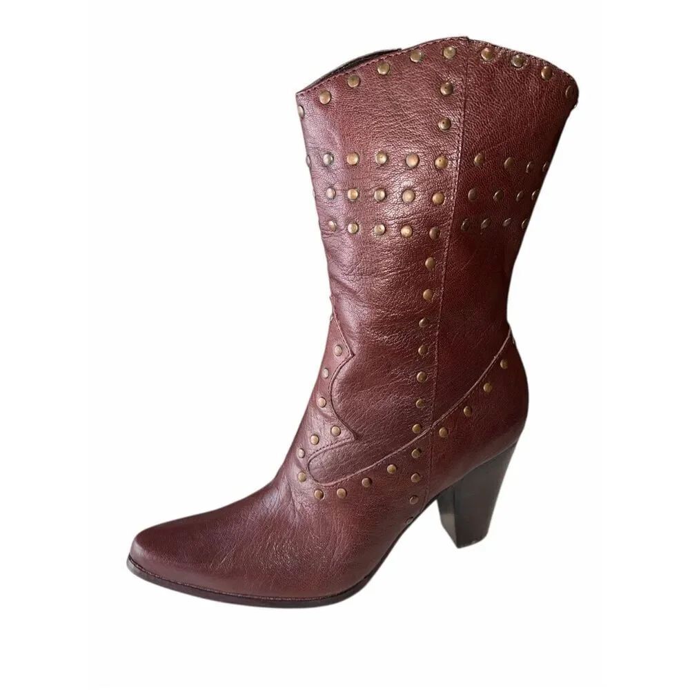 Steven Madden INCAA Brown Leather Pointed/Round Toe Boot Size 10